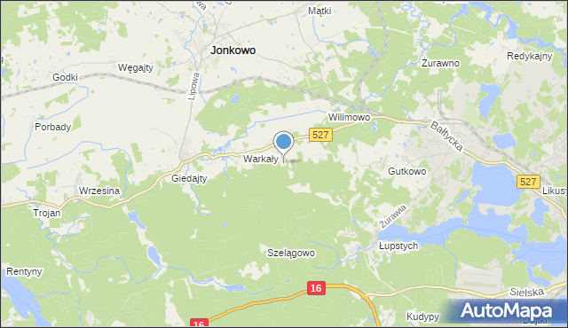 mapa Małe Warkały, Małe Warkały na mapie Targeo